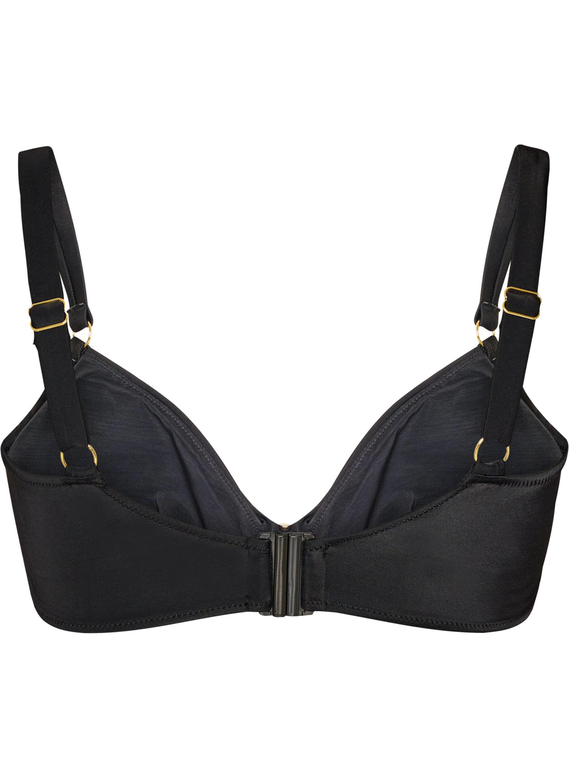 Zizzifashion Bikini bra with underwire and gold-coloured detail, Black, Packshot image number 1