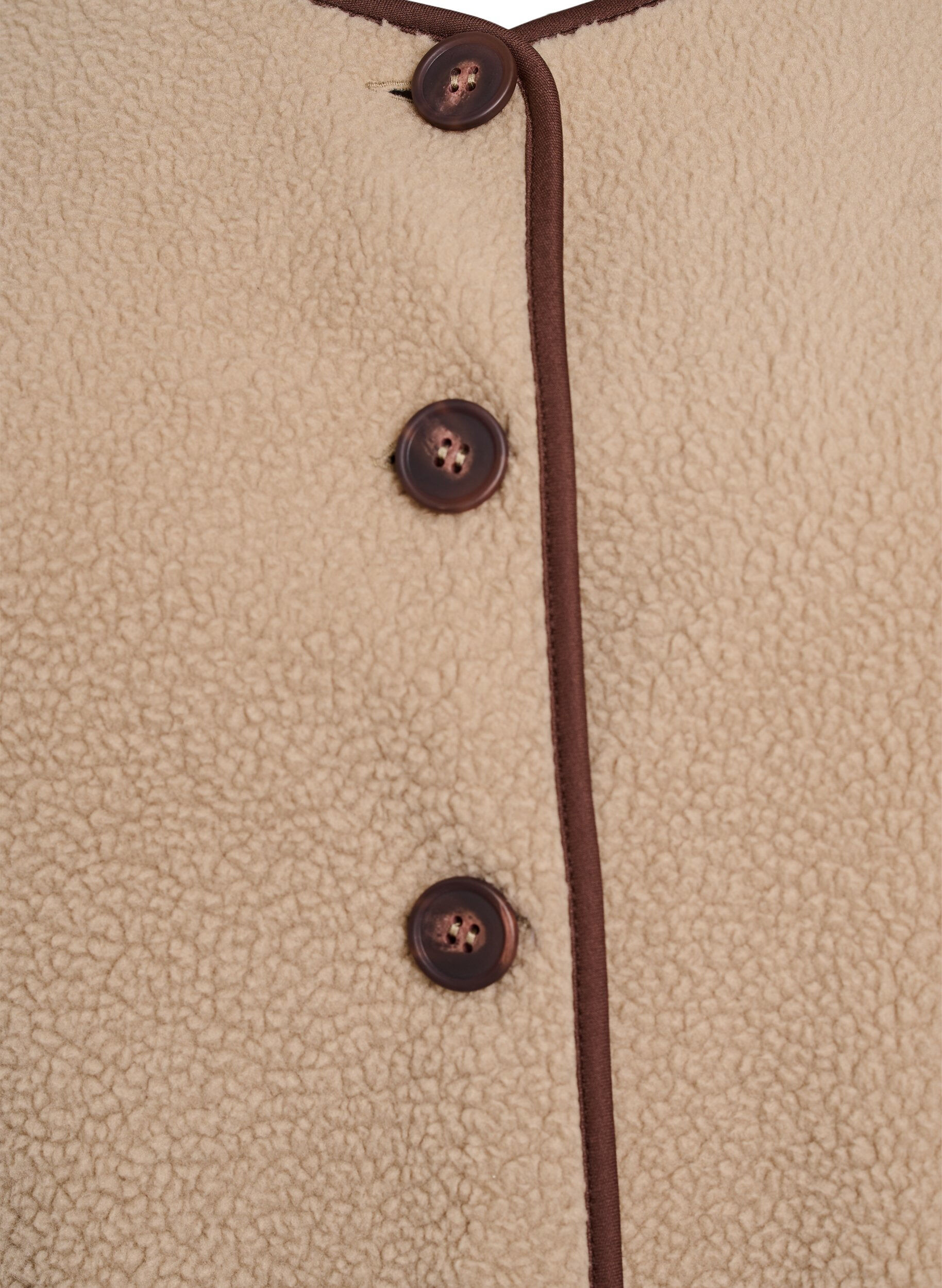 Zizzifashion Teddy fleece vest with contrast trims, Beige, Packshot image number 2