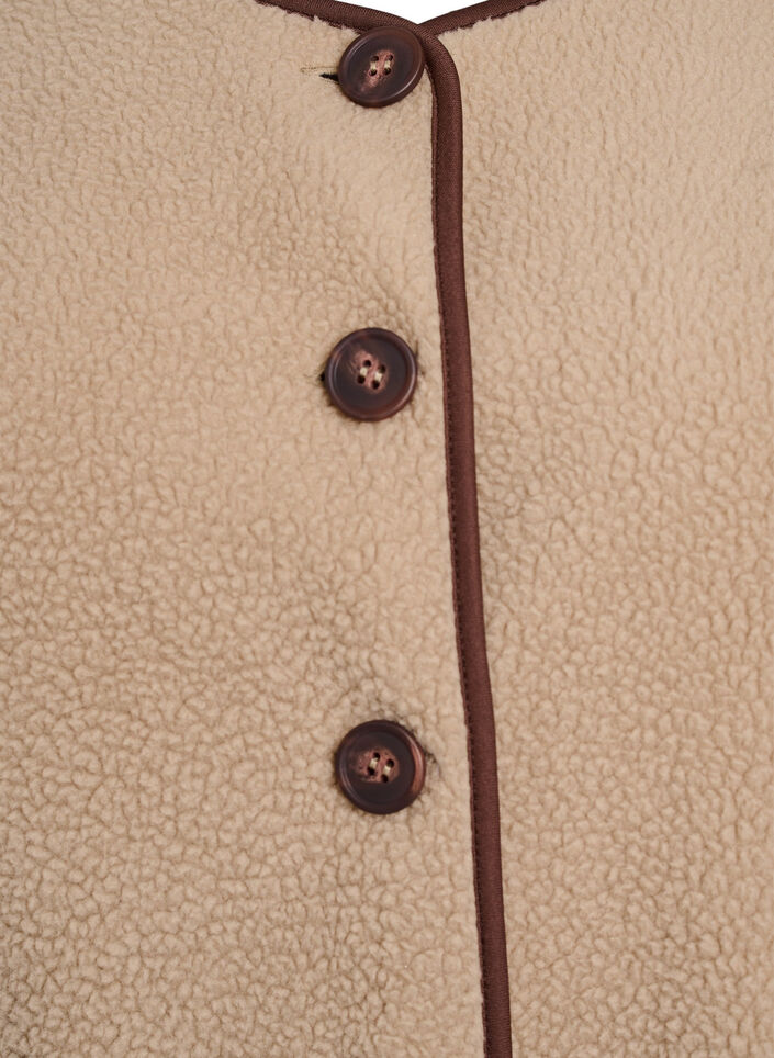 Teddy fleece vest with contrast trims, Beige, Packshot image number 2