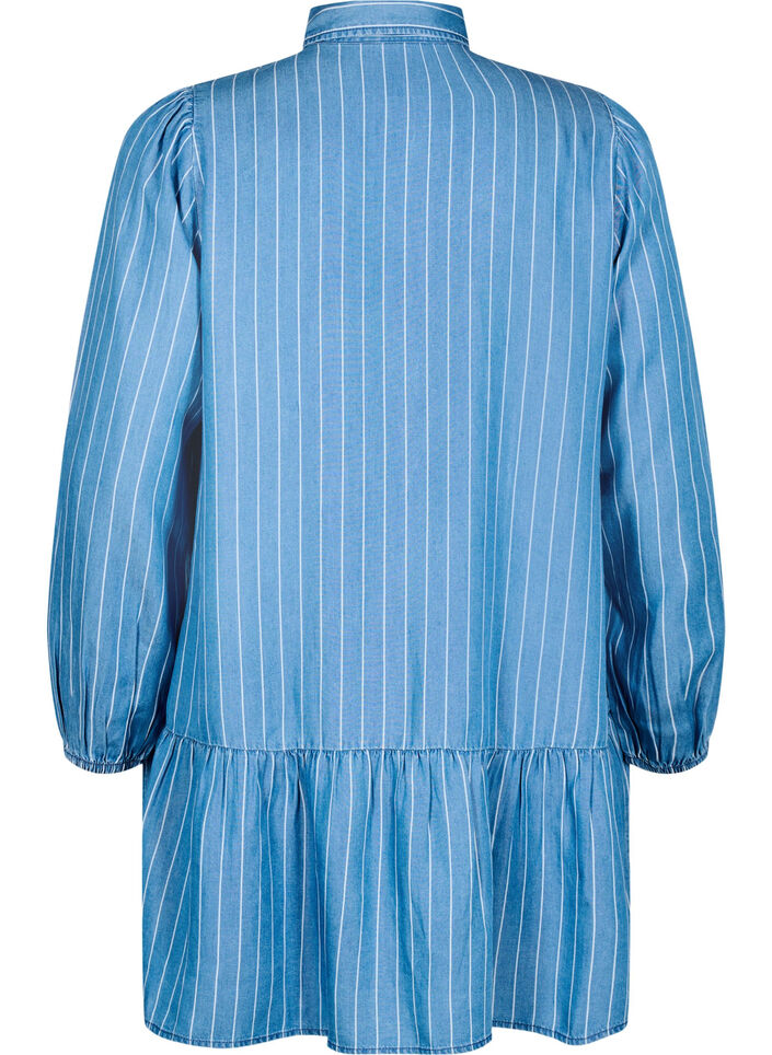 Denim tunic with TENCEL™ and stripes, Blue, Packshot image number 1