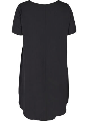 Plain-coloured dress with shorts sleeves, Black, Packshot image number 1