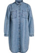 Denim dress with cherries and chest pockets, Light Blue, Packshot image number 0