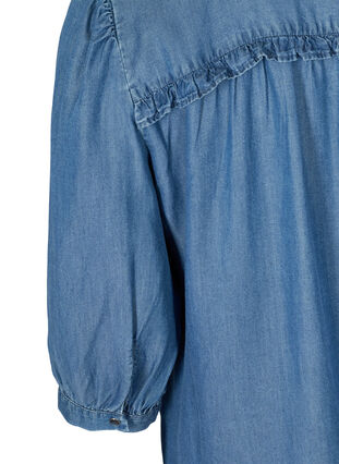 Denim tunic with a collar and button fastening, Blue denim ASS, Packshot image number 3