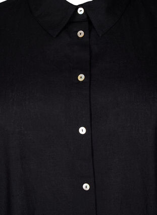 Long shirt in cotton blend with linen, Black, Packshot image number 2