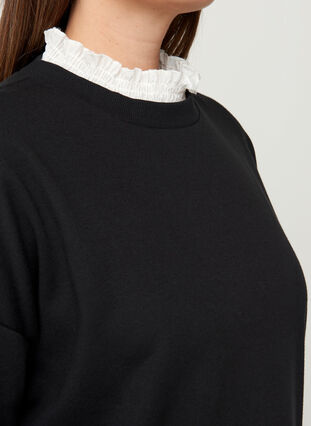 Sweatshirt with a sewn-in shirt, Black, Model image number 2