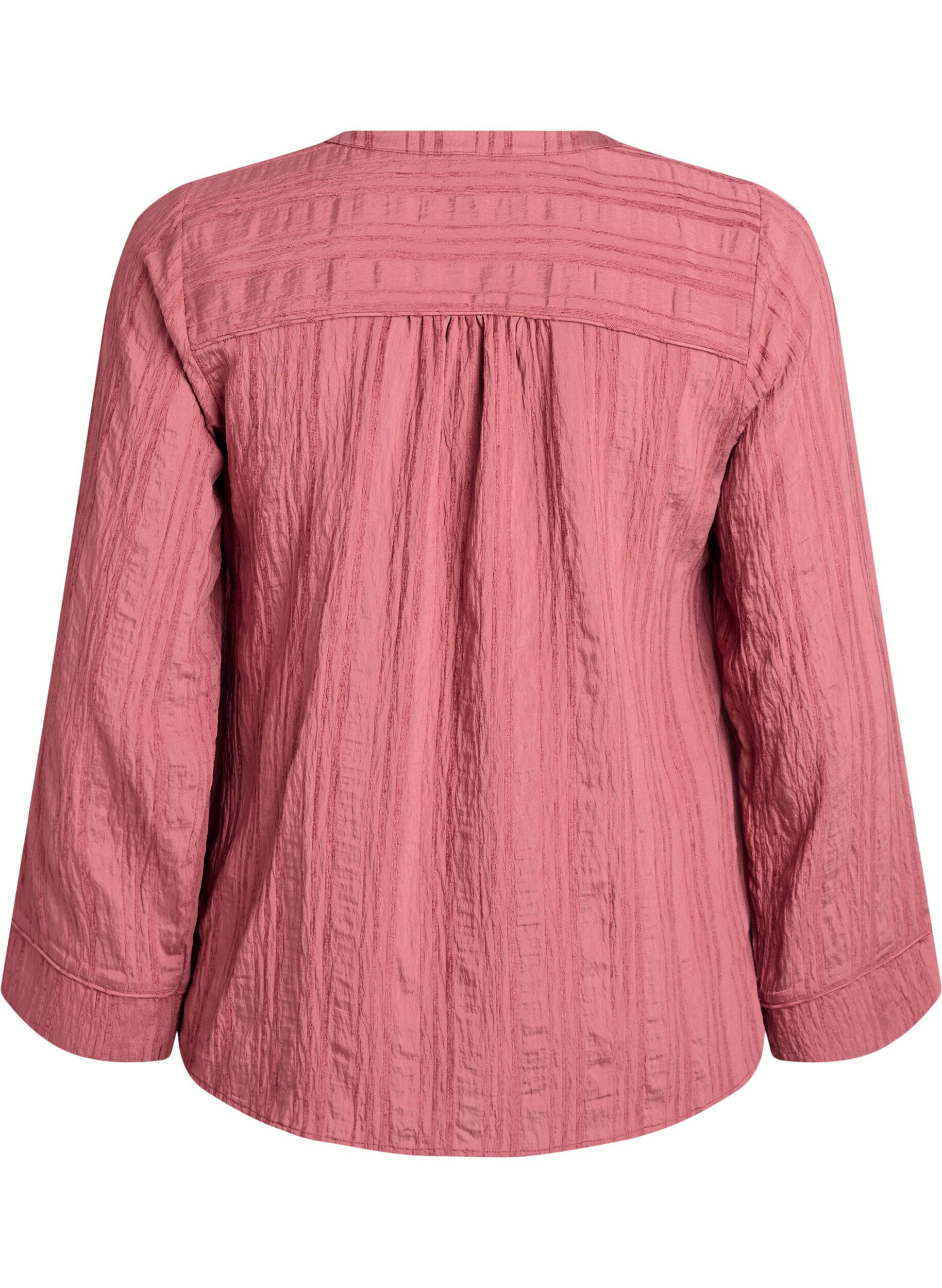 Zizzifashion Blouse with tone-on-tone texture and buttons, Rose, Packshot image number 1