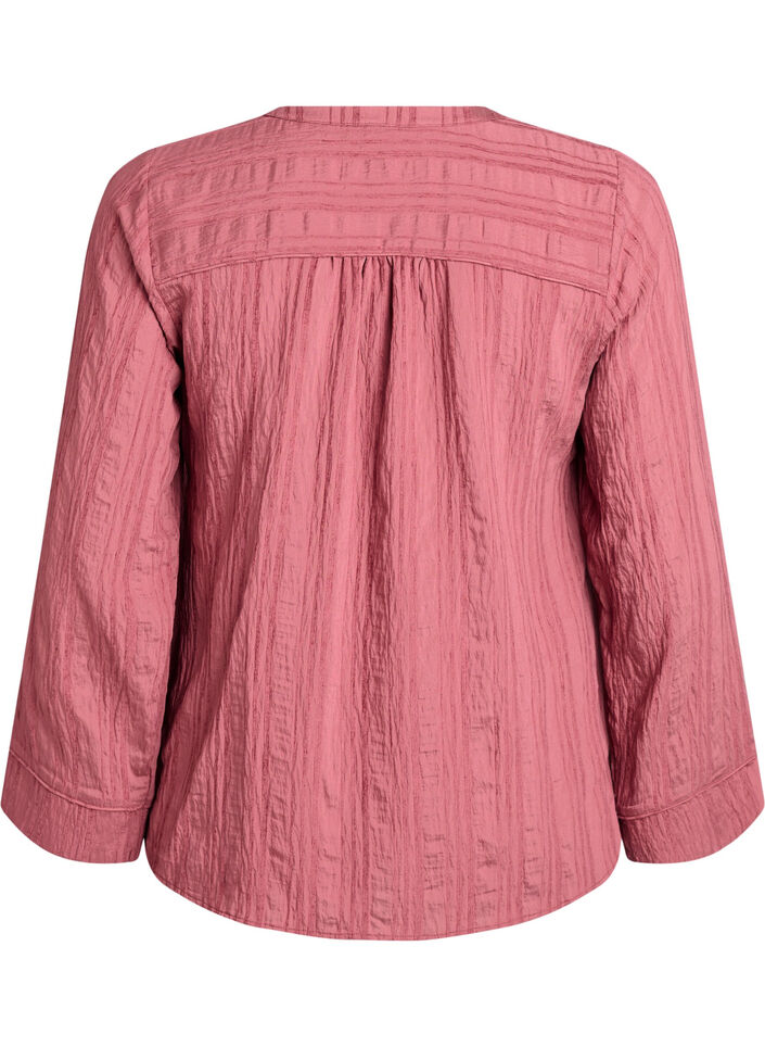 Blouse with tone-on-tone texture and buttons, Rose, Packshot image number 1