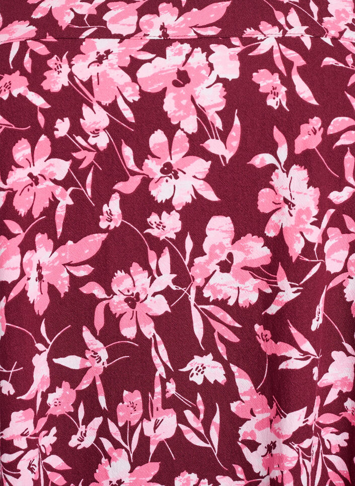 Short-sleeved cotton dress with print, Dark Bordeaux, Packshot image number 2