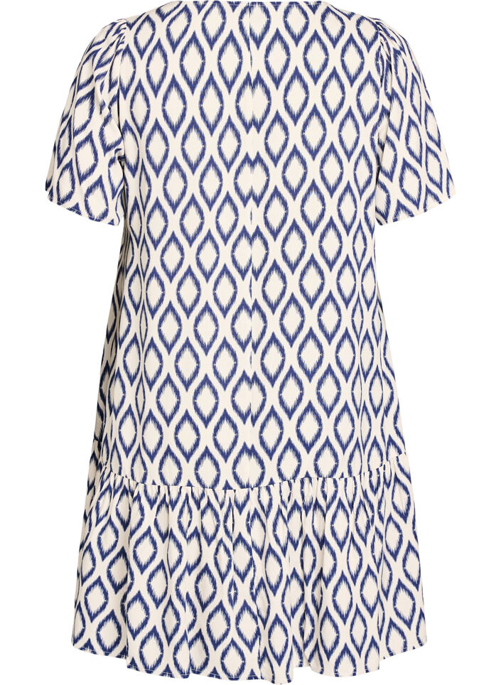 Viscose dress with cutline, Blue, Packshot image number 1