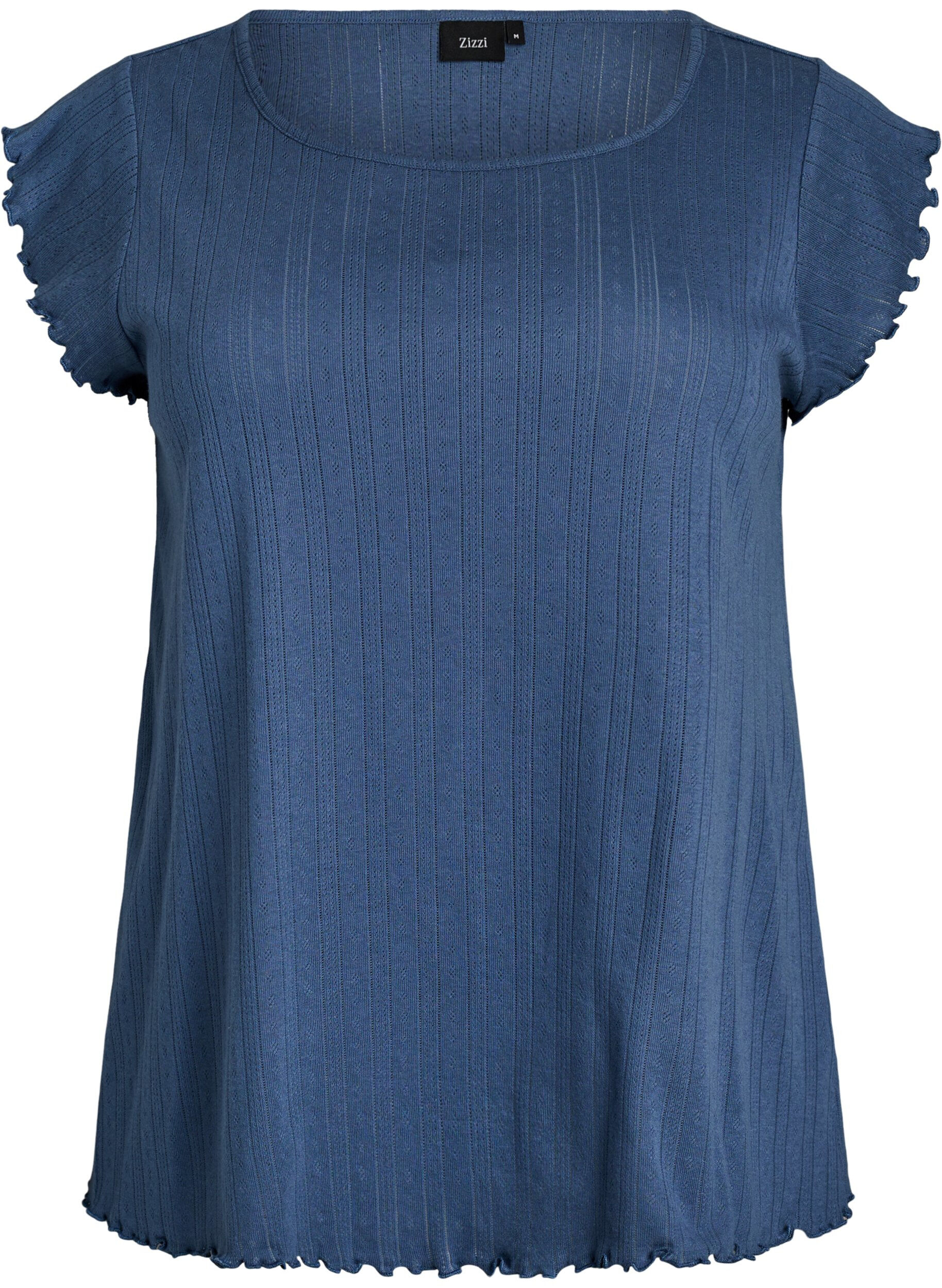 Zizzifashion Organic cotton pyjama top with cap sleeves, Blue, Packshot image number 0