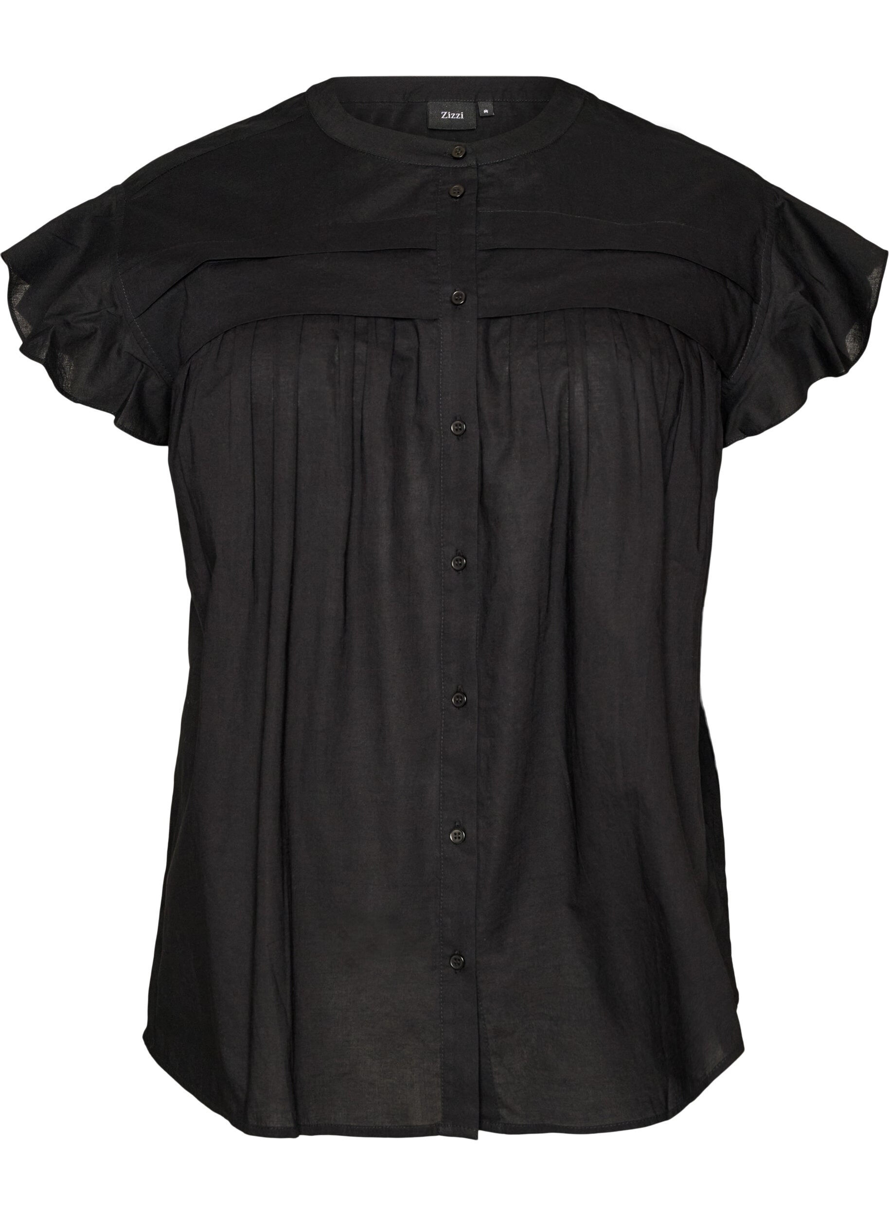 Zizzifashion Sleeveless A-line cotton shirt blouse, Black, Packshot image number 0