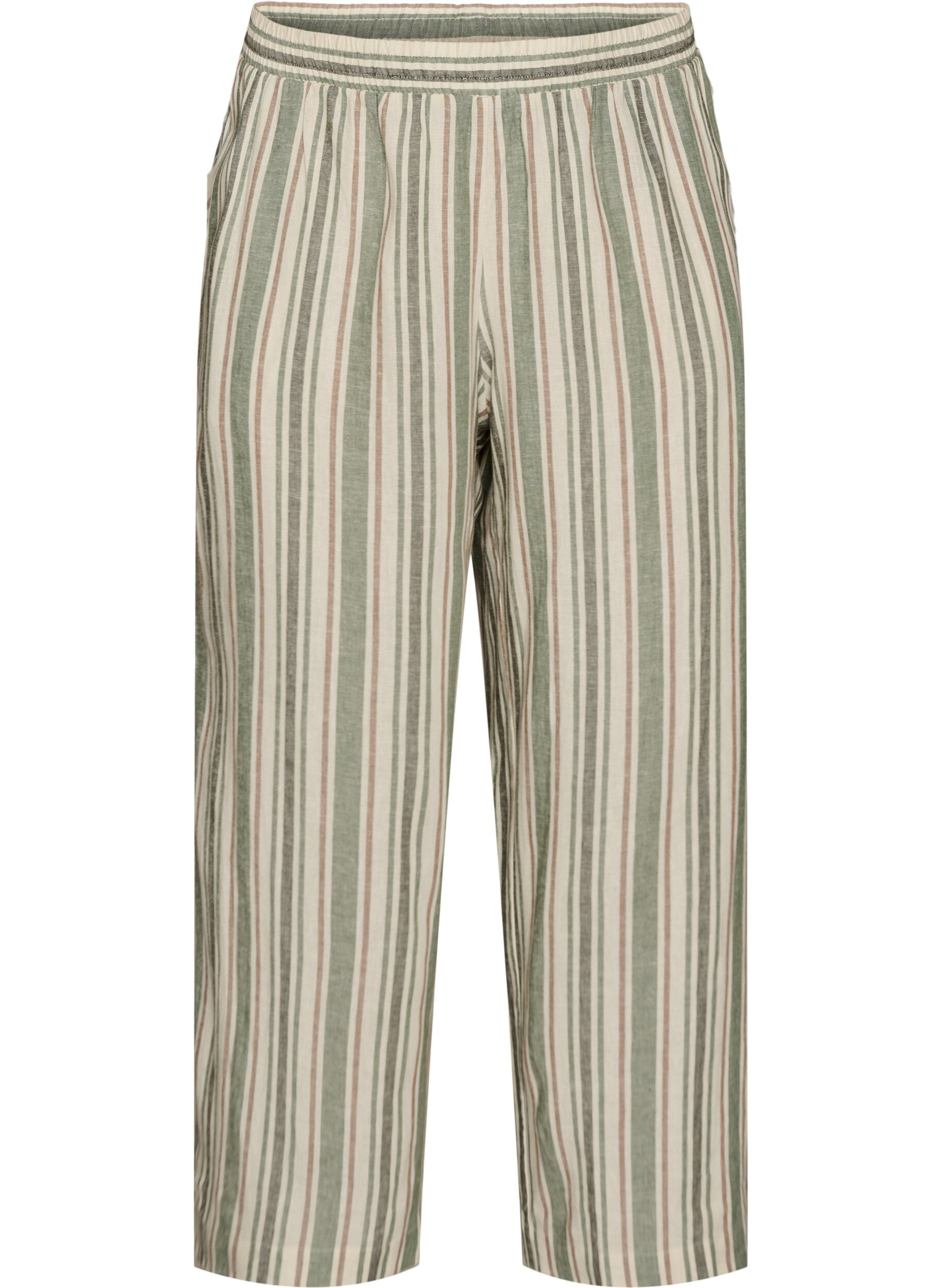 Wide-leg linen and viscose trousers