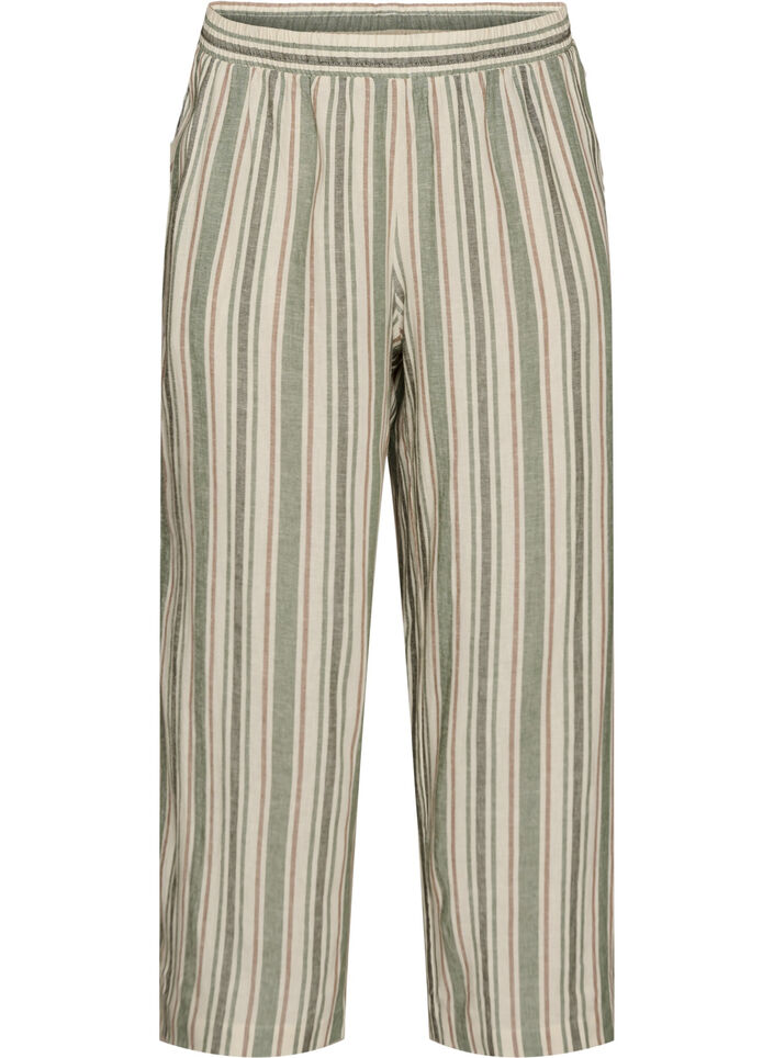 Wide-leg linen and viscose trousers, Vanilla, Packshot image number 0