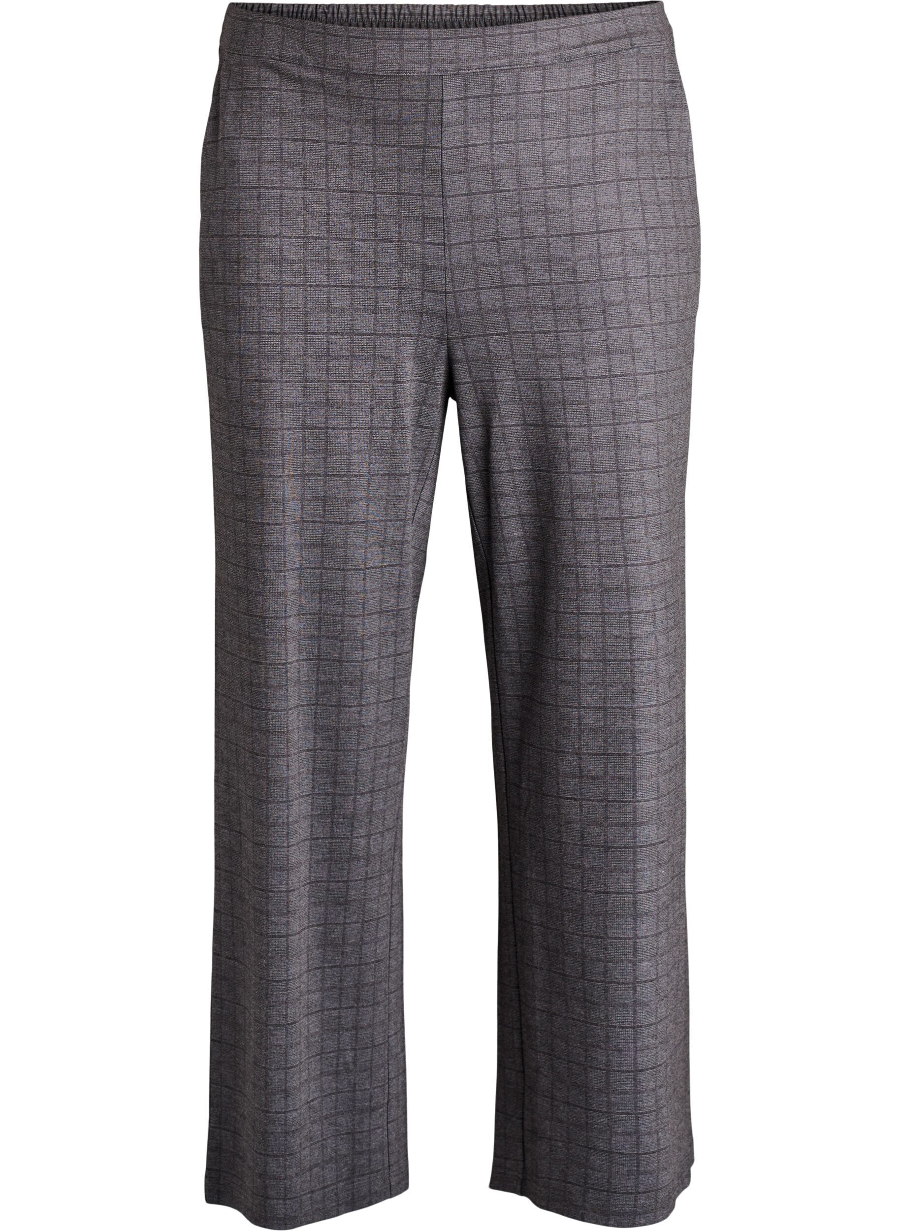 Checked trousers with wide legs