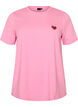 T-shirt with a sequin heart and colourful back print, Pink, Packshot image number 0