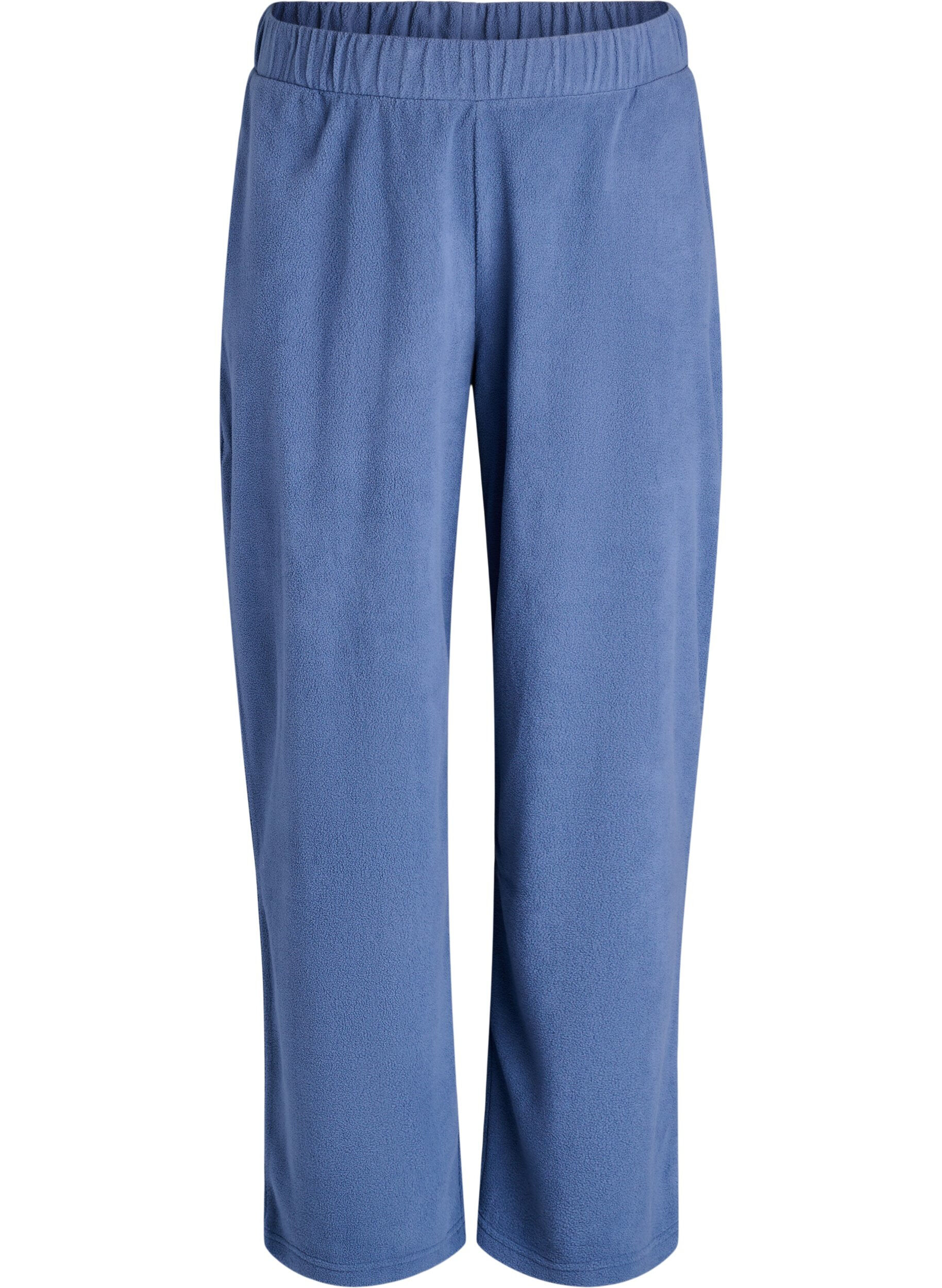 High-waisted fleece trousers with pockets