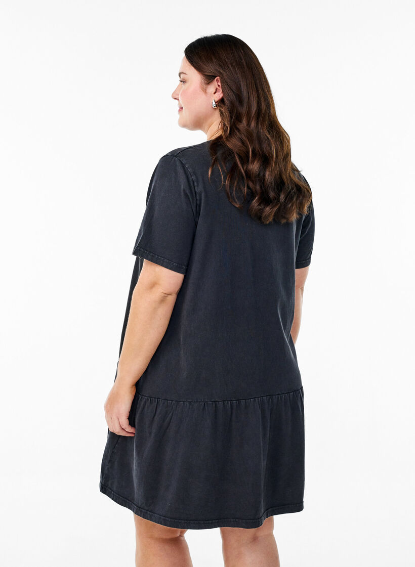 Short A-line dress with a washed look, Dark Grey, Model image number 2