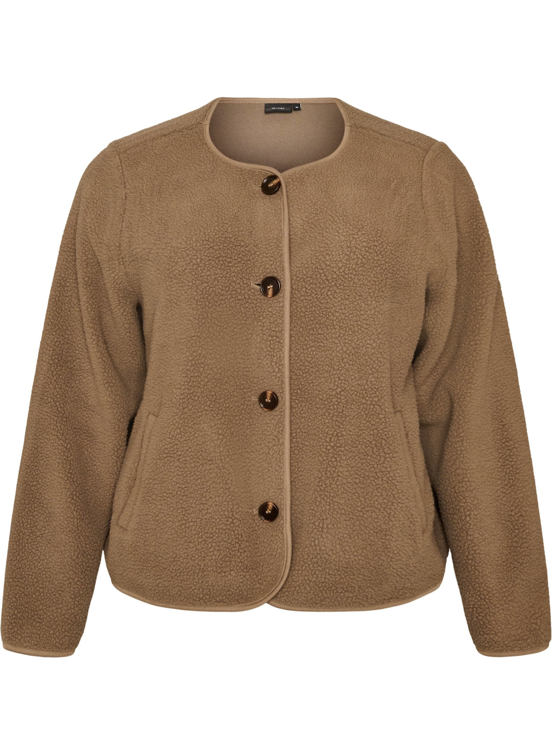 Teddy jacket with a round neck and buttons