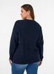 Melange knit blouse with round neck, Blue, Model image number 2