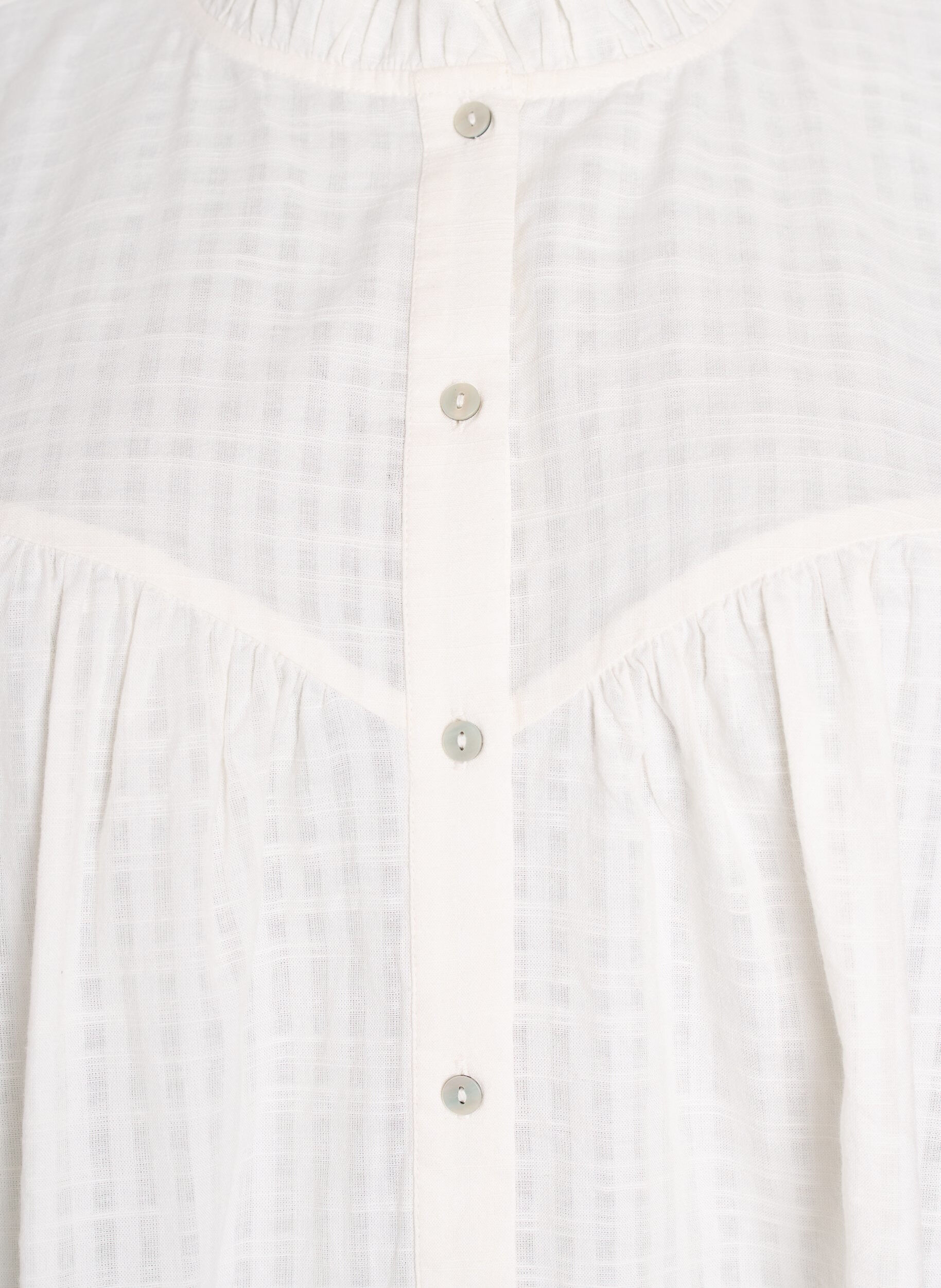 Zizzifashion A-shaped tunic with short sleeves and buttons, Vanilla, Packshot image number 2