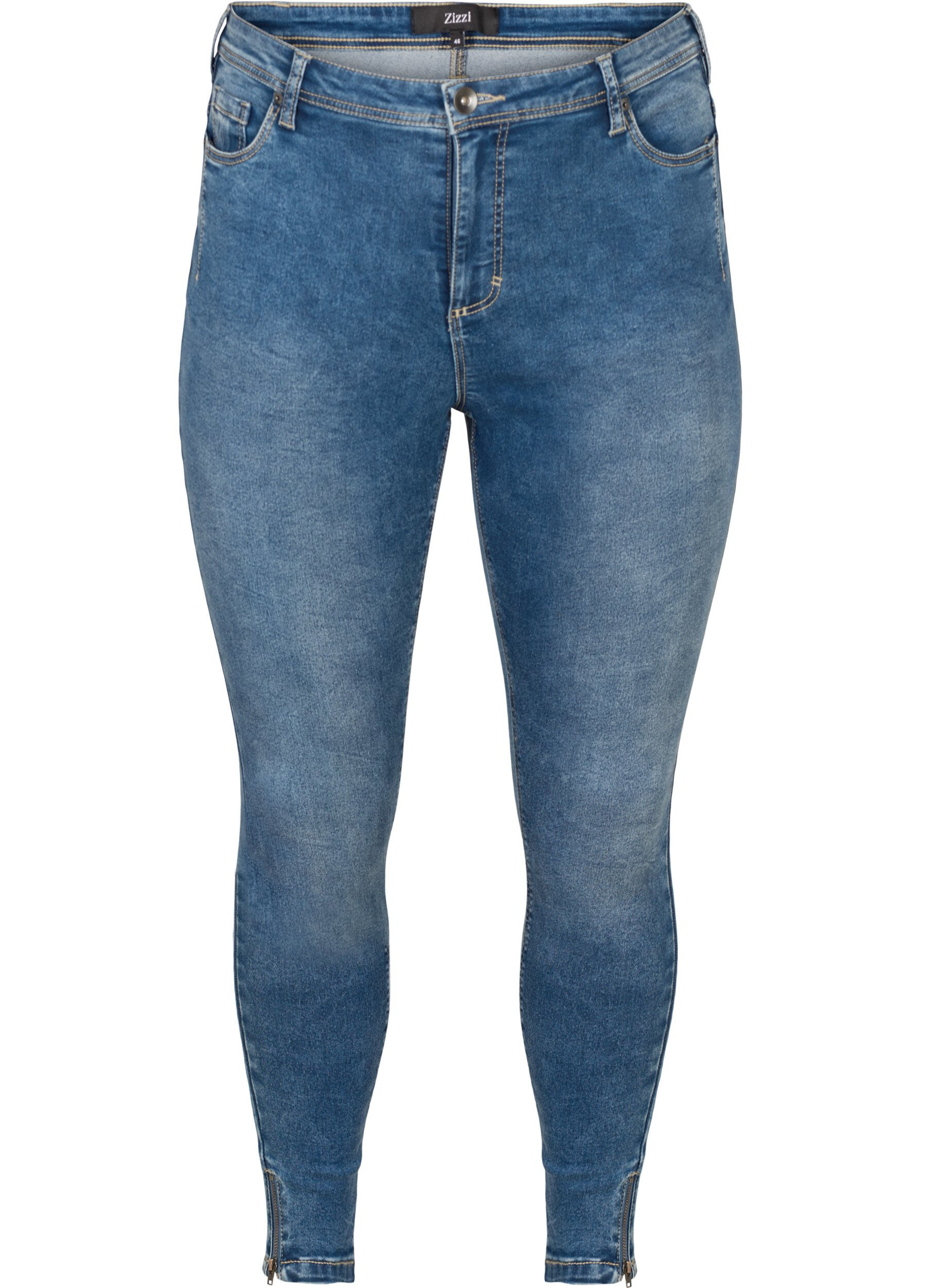 Zizzifashion Cropped Amy jeans with a zip, Blue, Packshot image number 0