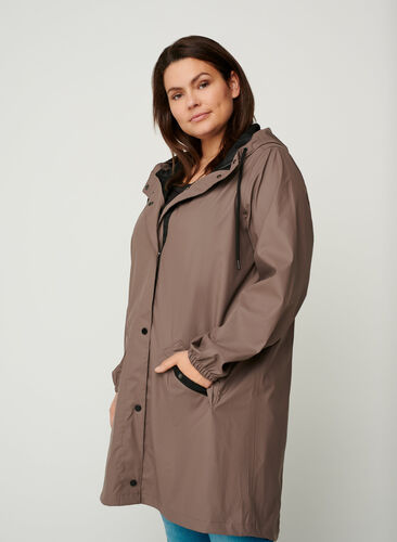 Hooded raincoat with taped seams, Iron, Model image number 0