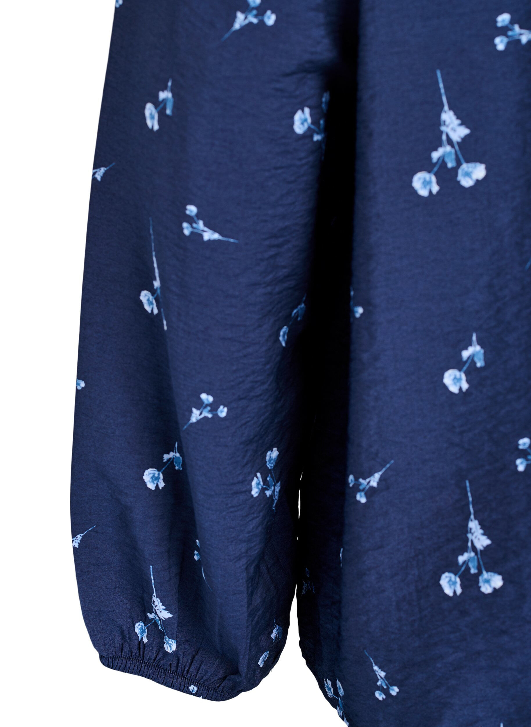 Zizzifashion Blouse with button fastening and small flowers, Blue, Packshot image number 3
