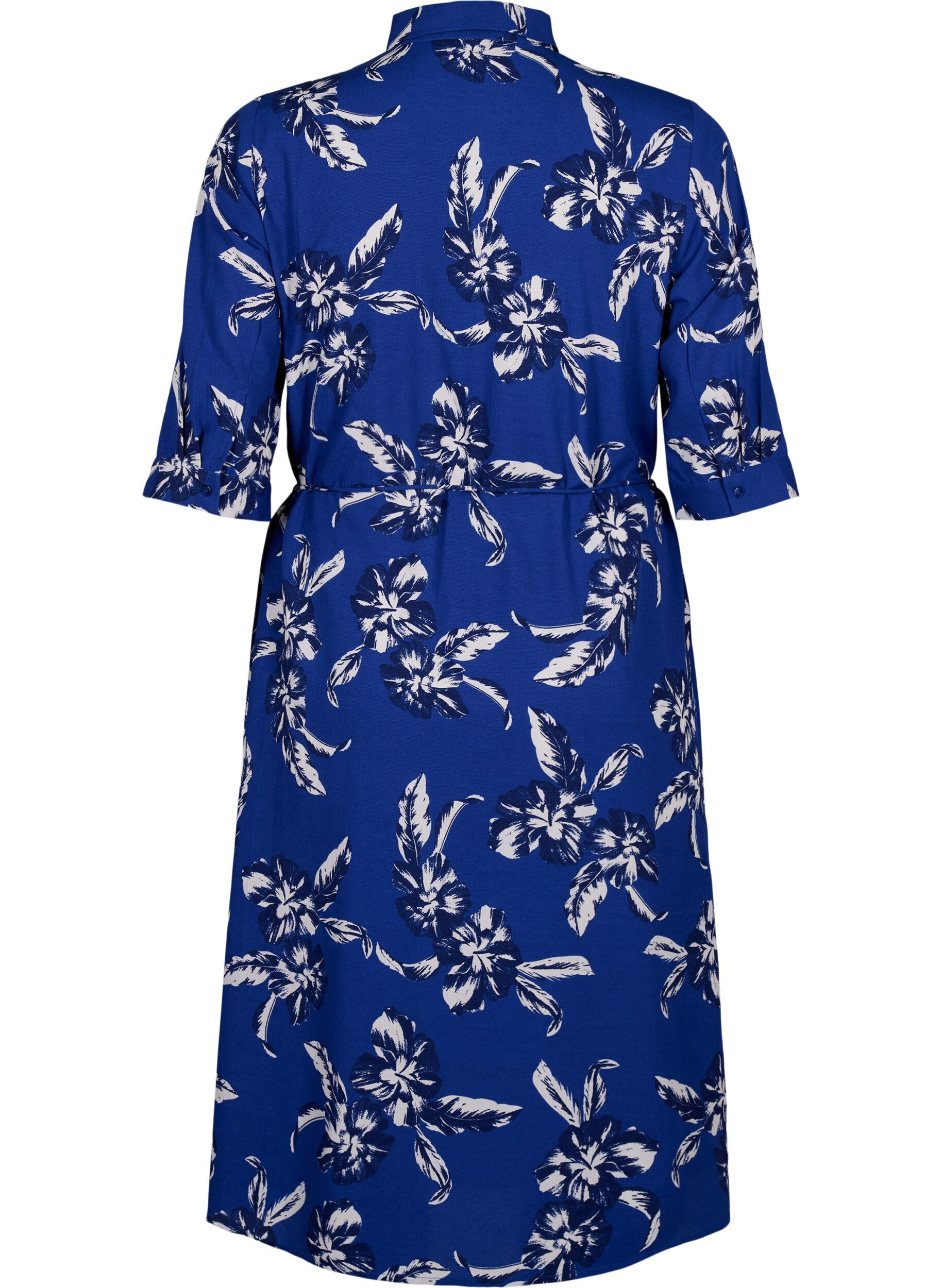Zizzifashion FLASH - Shirt dress with floral print, Navy Blazer Flower, Packshot image number 1