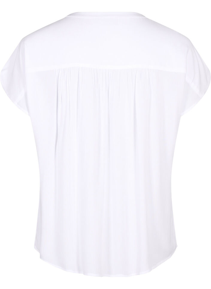 Viscose blouse with lace trim, Bright White, Packshot image number 1