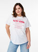 T-shirt with text print and round neck, White, Model image number 0
