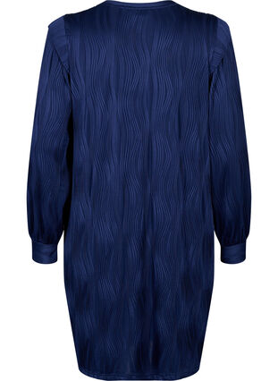 Long-sleeved dress with texture pattern, Maritime Blue, Packshot image number 1