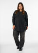 Long knitted blouse with ball buttons, Dark Grey, Model image number 1