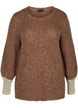 Marled knitted sweater with wool, Mocha Bisque com, Packshot image number 0