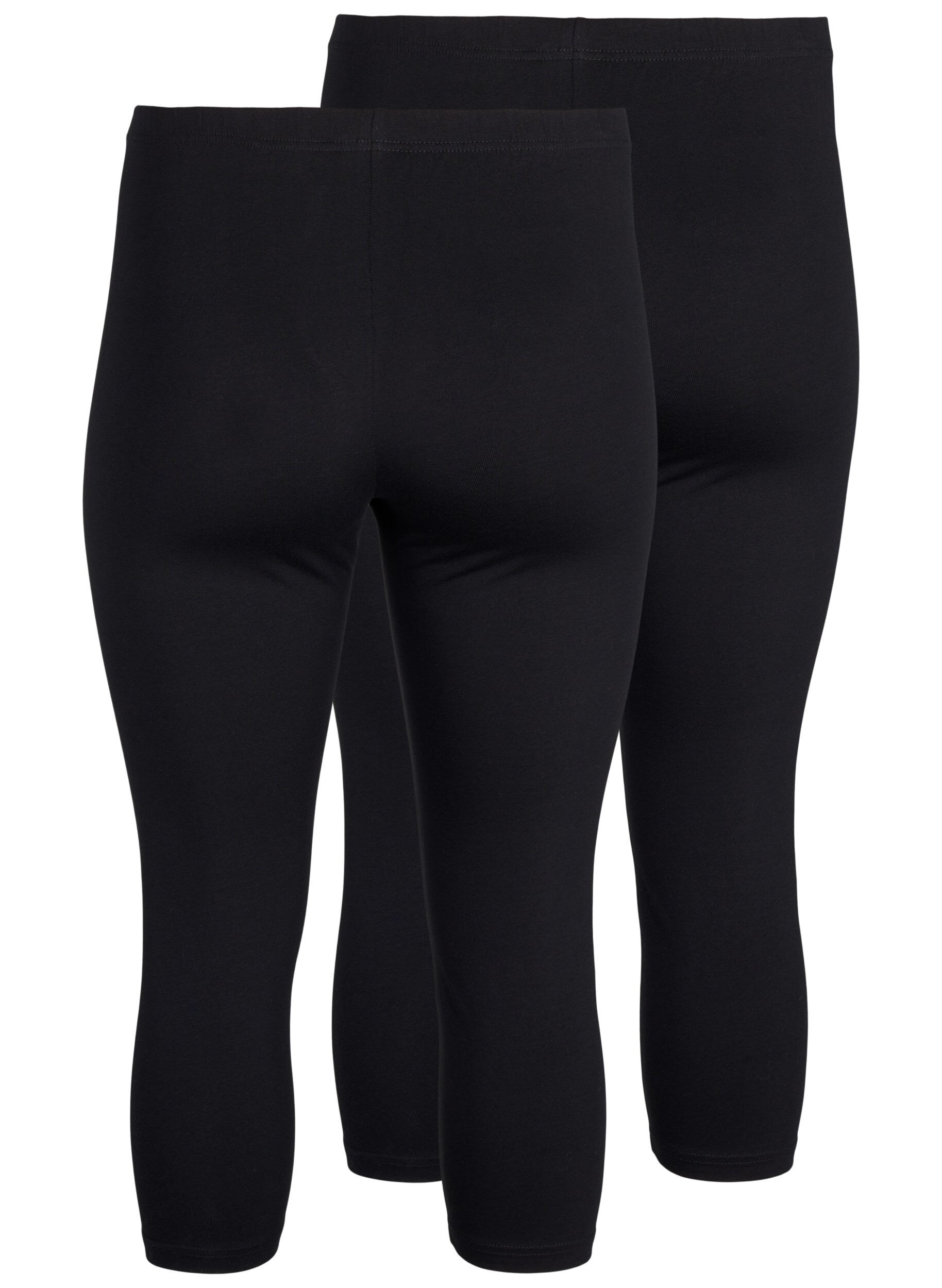 Zizzifashion FLASH - 2-pack 3/4 cotton leggings, Black, Packshot image number 1