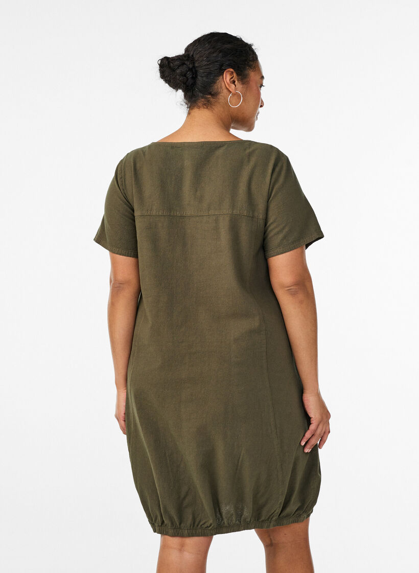 Short-sleeved cotton dress, Green, Model image number 2