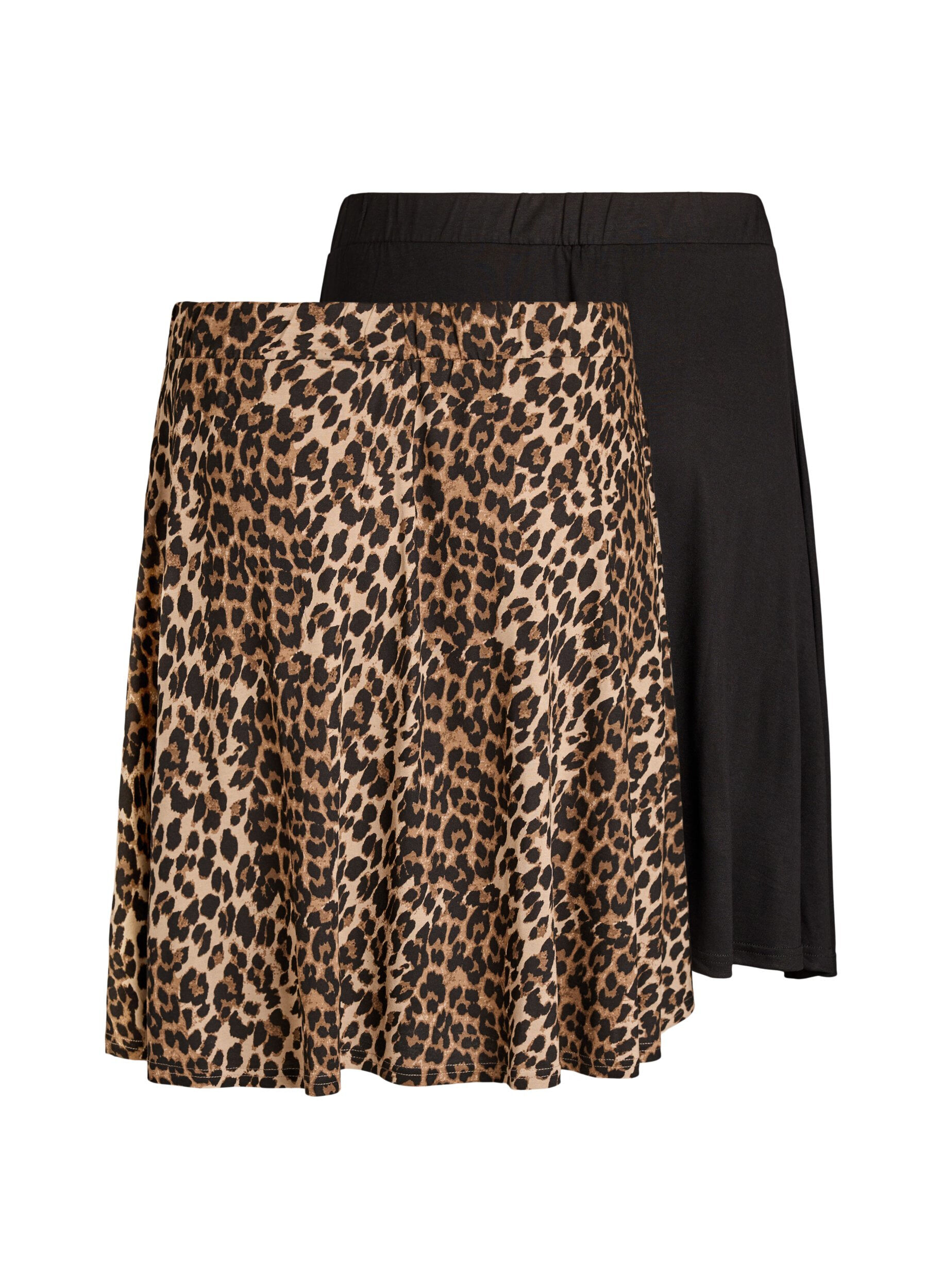 Zizzifashion 2-pack skater skirts in viscose, Black, Packshot image number 1