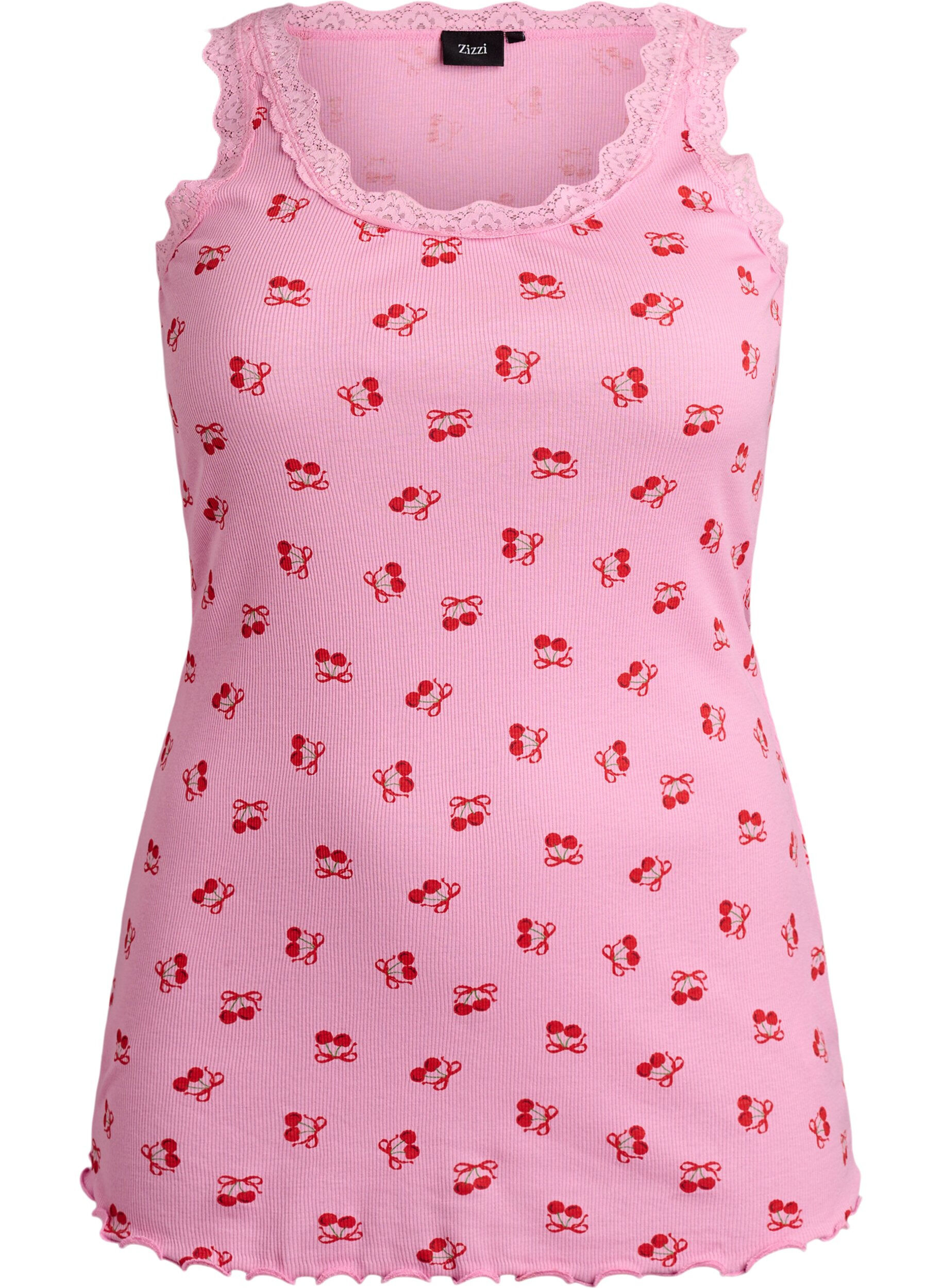 Top with print and lace edge