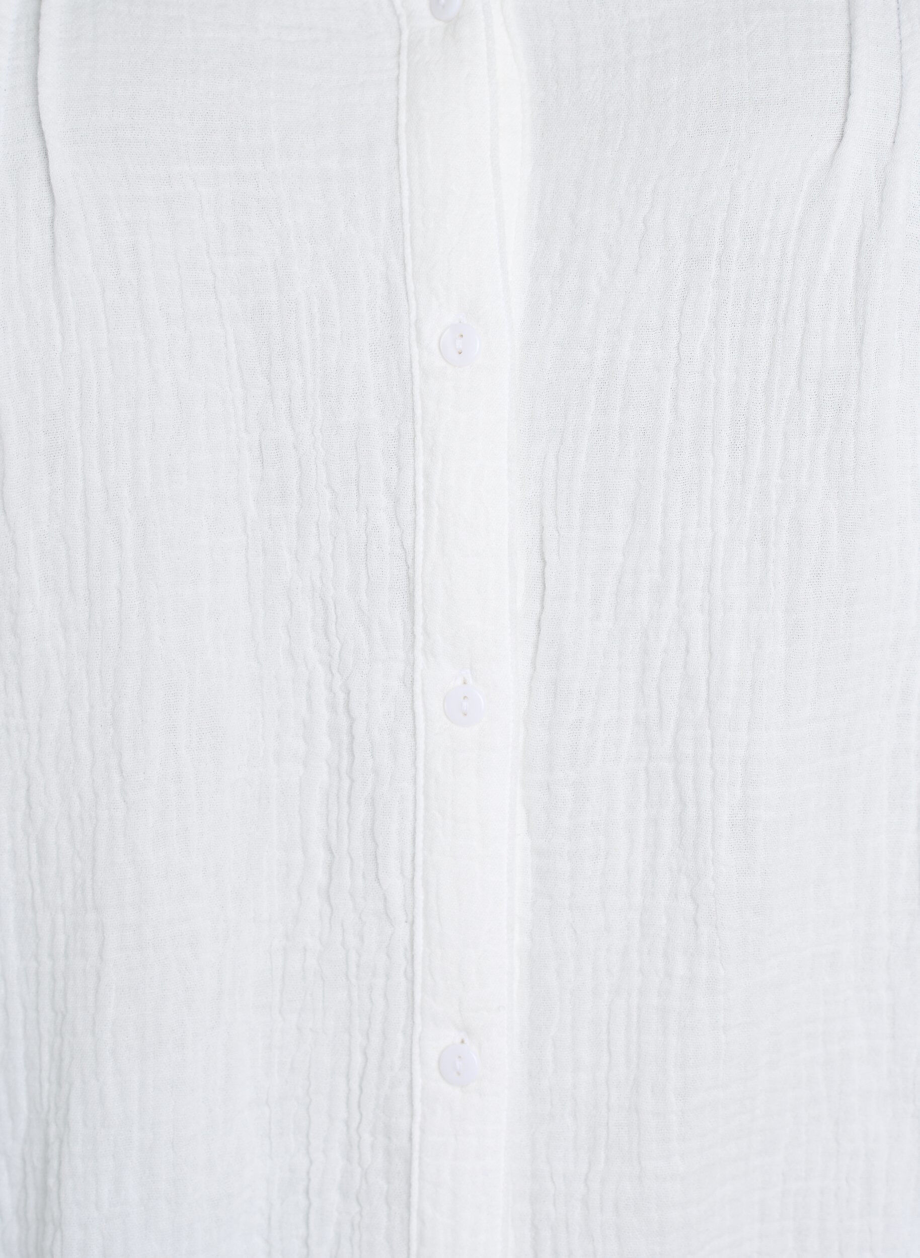 Zizzifashion Cotton muslin blouse with embroidered details, White, Packshot image number 2