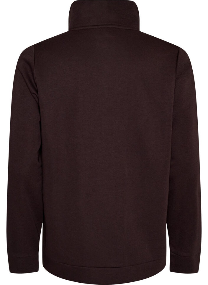 Sweatshirt with high collar and zipper, Brown, Packshot image number 1