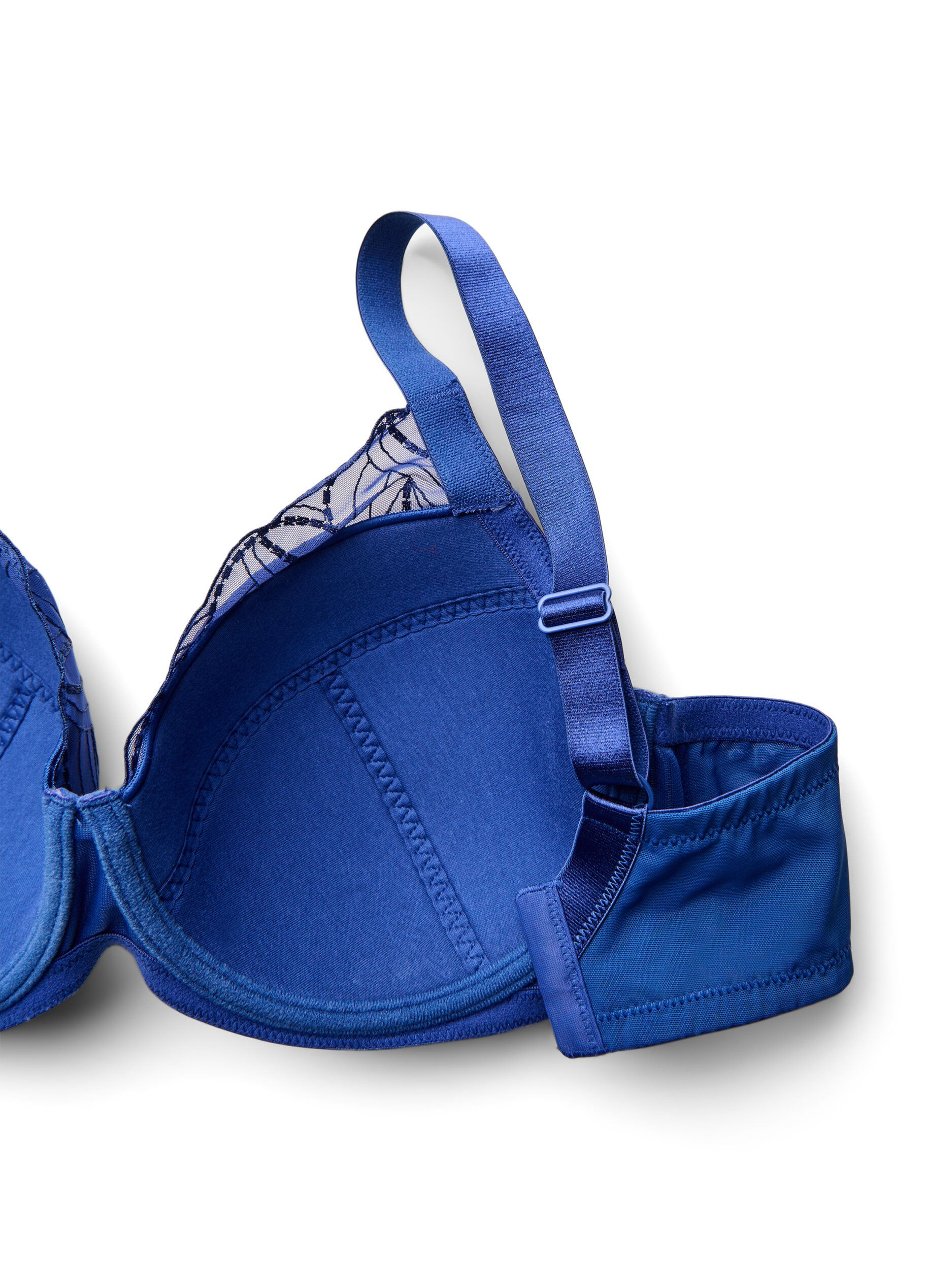 Zizzifashion Bra with padded cups and embroidered mesh, Blue, Packshot image number 3