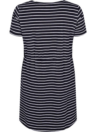 Striped tunic in cotton with short sleeves, Black Stripe, Packshot image number 1
