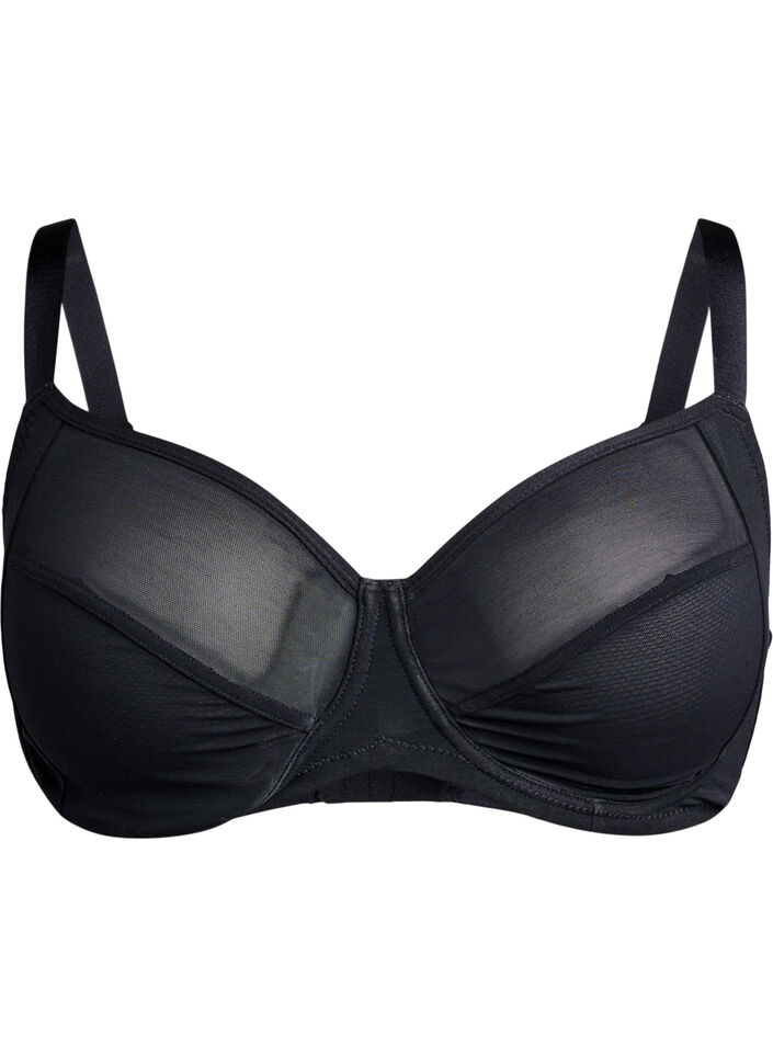 Full cover basic bra in mesh, Black, Packshot image number 0