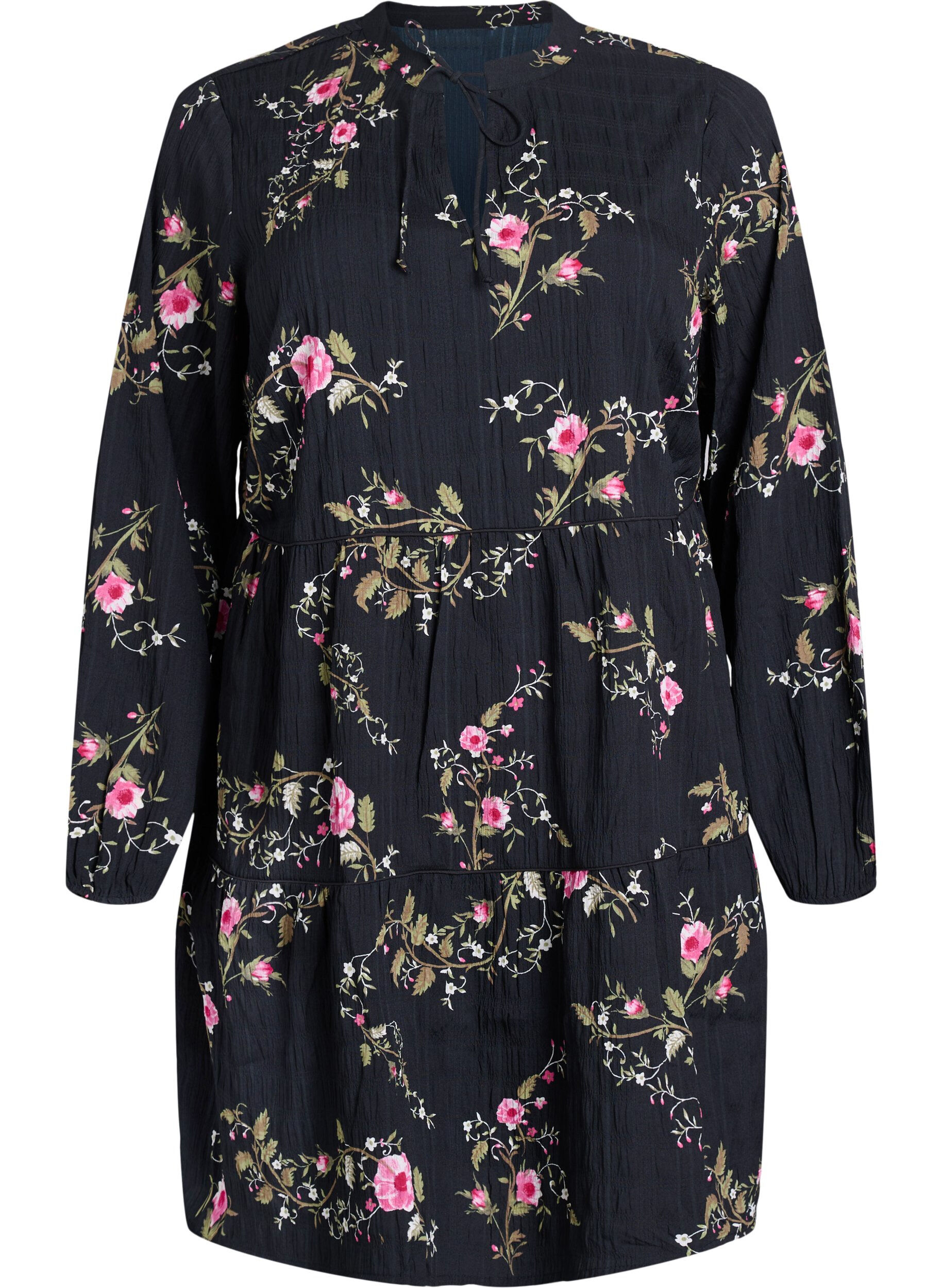 Floral print dress with tie fastening