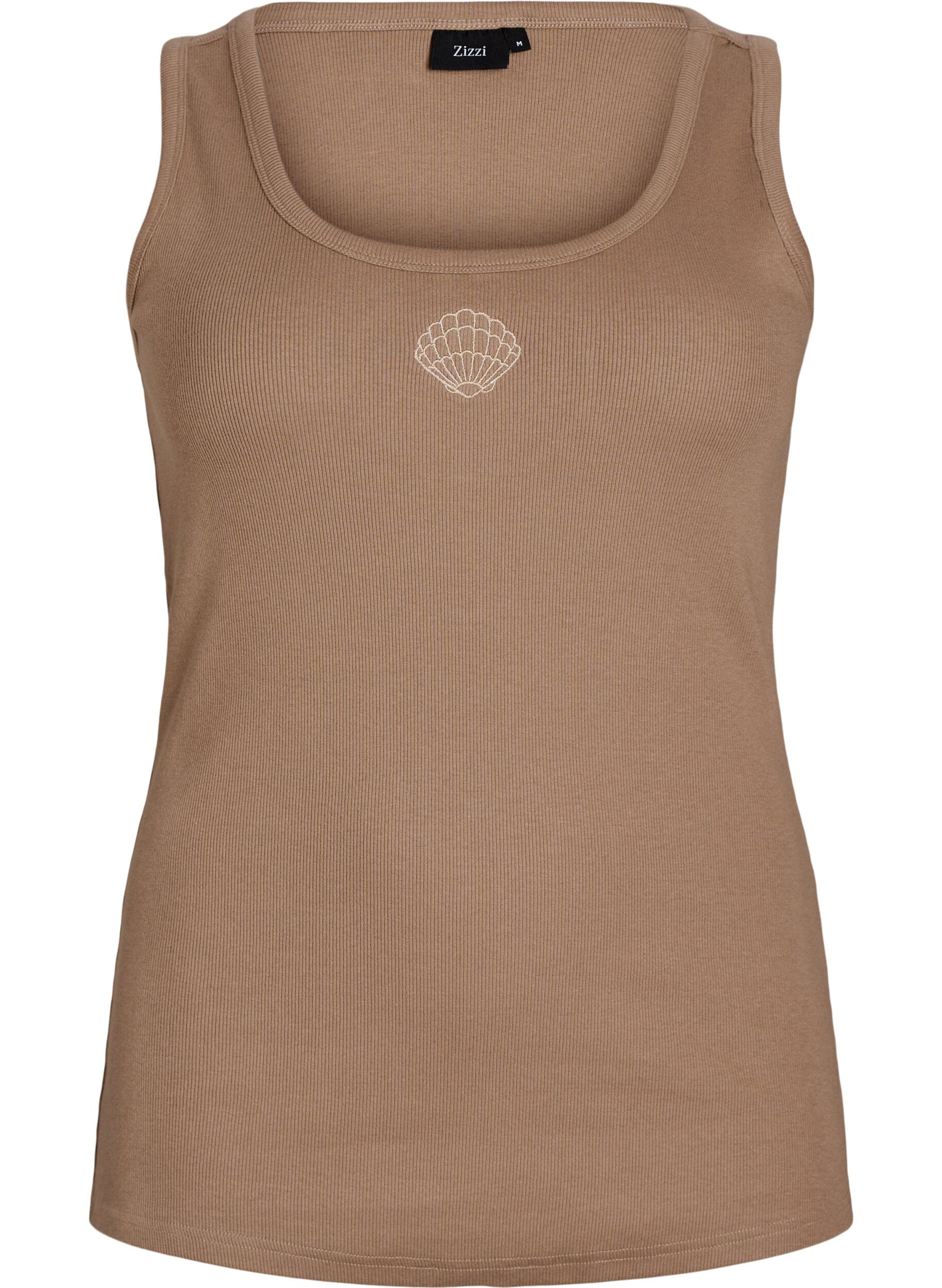 Zizzifashion Fitted top with motif, Brown, Packshot image number 0