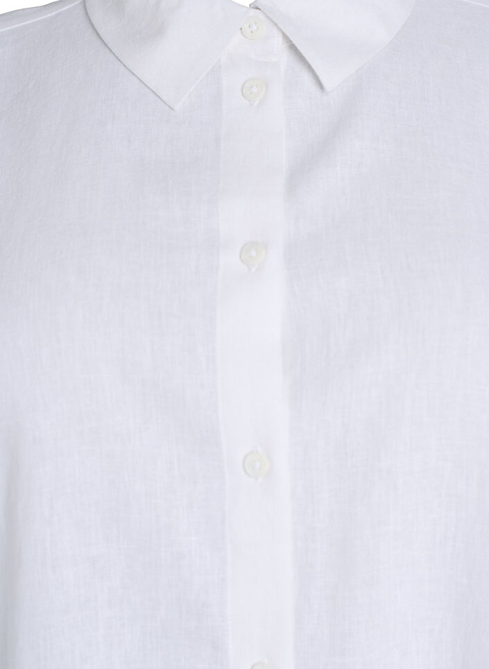 Short-sleeved shirt in linen and viscose, White, Packshot image number 2