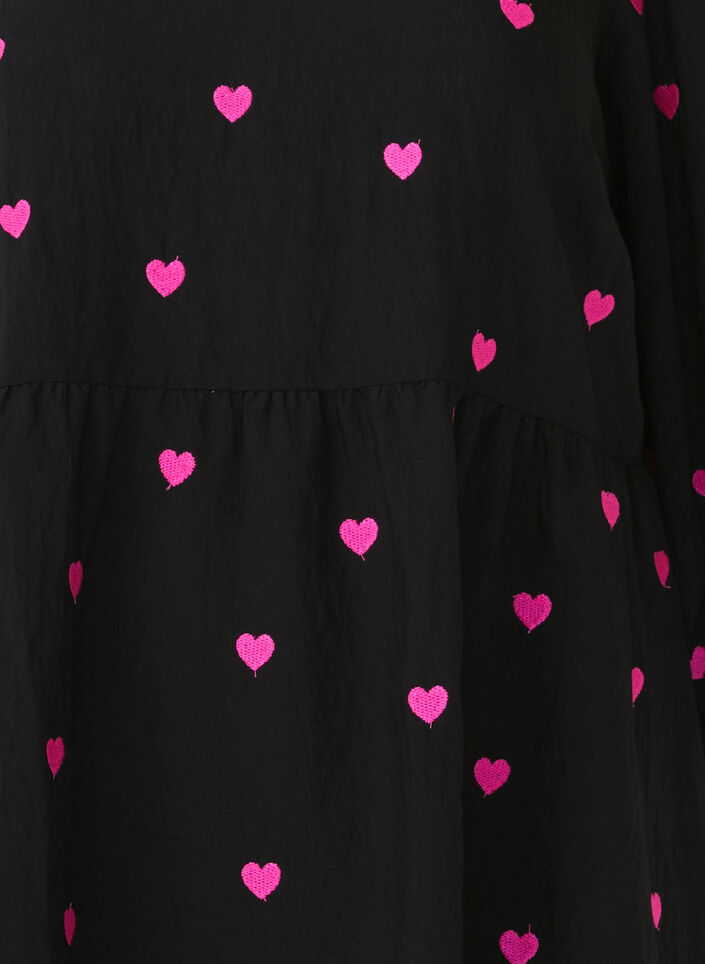 Tunic with hearts and 3/4 sleeves, Black Emb. Heart, Packshot image number 2