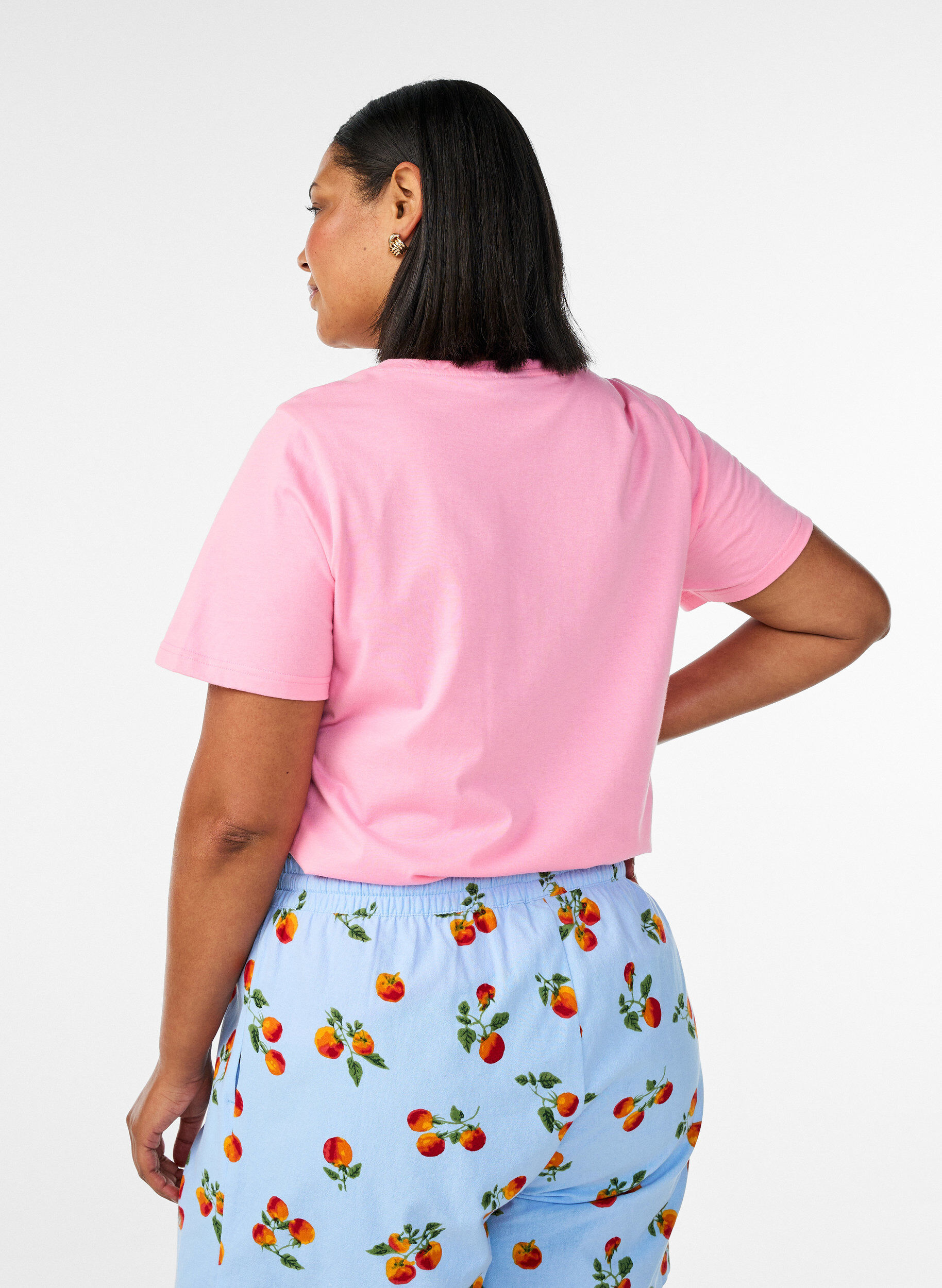 Zizzifashion Organic cotton T-shirt with tomato print, Pink, Model image number 2