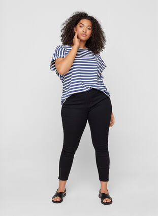 Striped t-shirt in cotton, Twilight Blue Stripe, Model image number 2