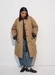 Mid-length jacket with corduroy collar, Beige, Model image number 0