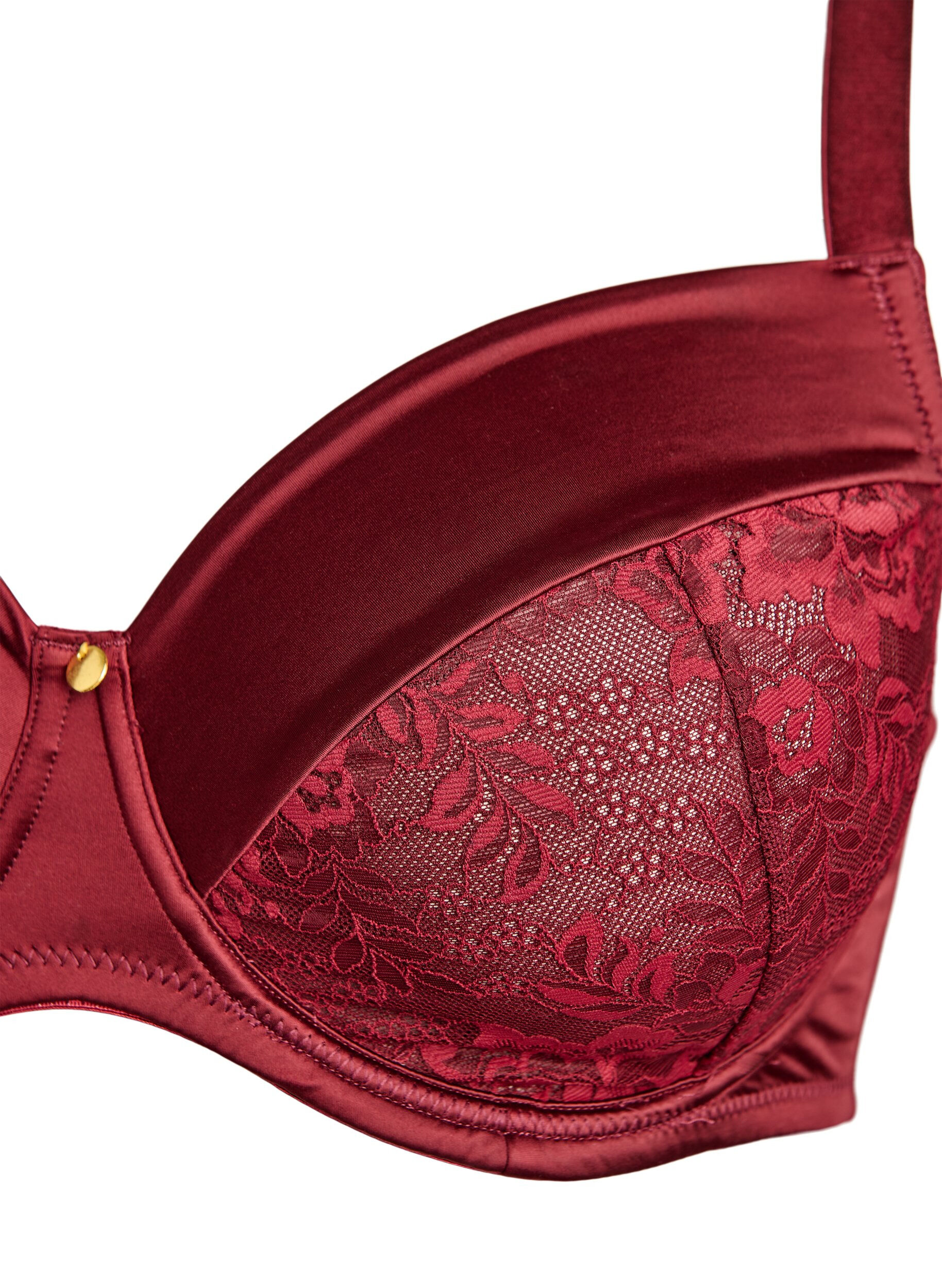 ZizzifashionFull coverage bra in shiny microfibre, Dark Bordeaux, Packshot image number 2